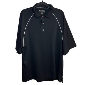 Footjoy‎ Mens Golf Polo Shirt Black White Sz Medium Short Sleeve Outdoor Stretch
